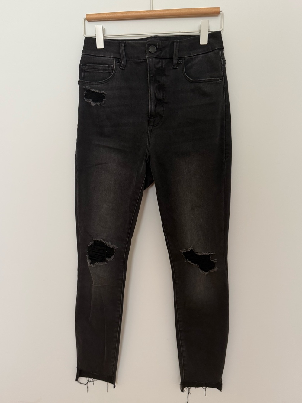 Good American High-Rise Black Distressed Women’s Jeans